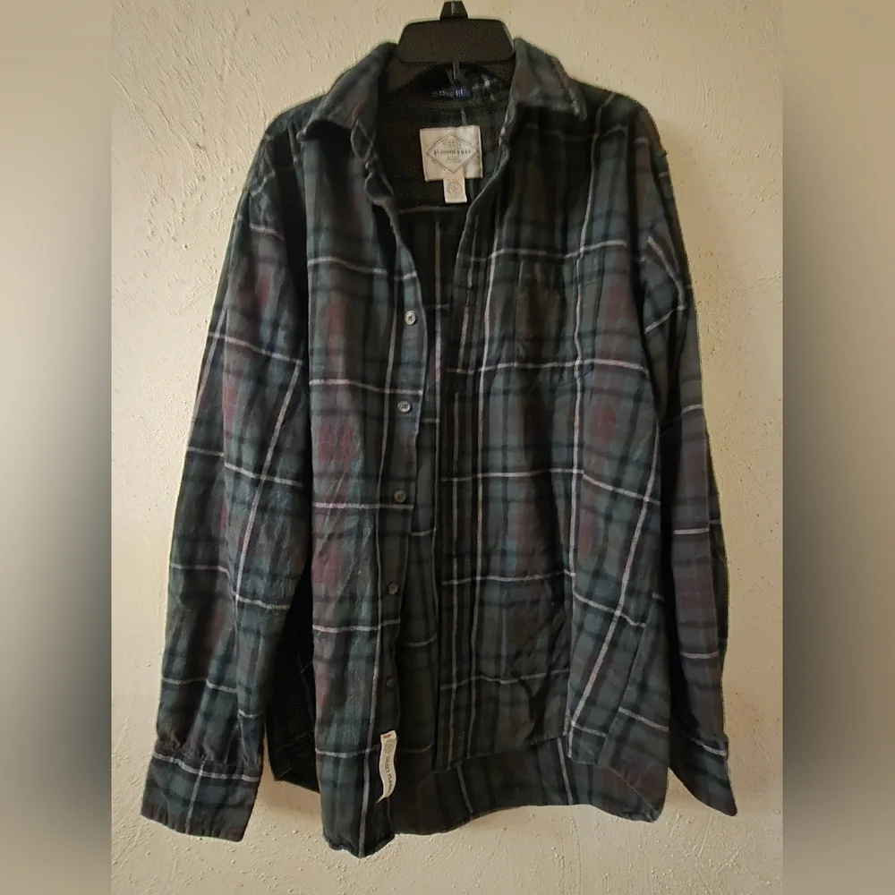 St. John's Bay Men's Dark Plaid Shirt Jacket